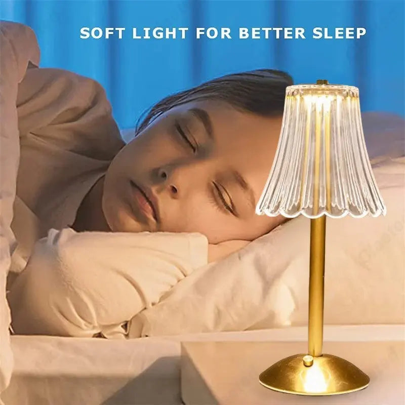 Lampada da tavolo wireless con decorazione in cristallo e illuminazione dimmerabile - GlamLight