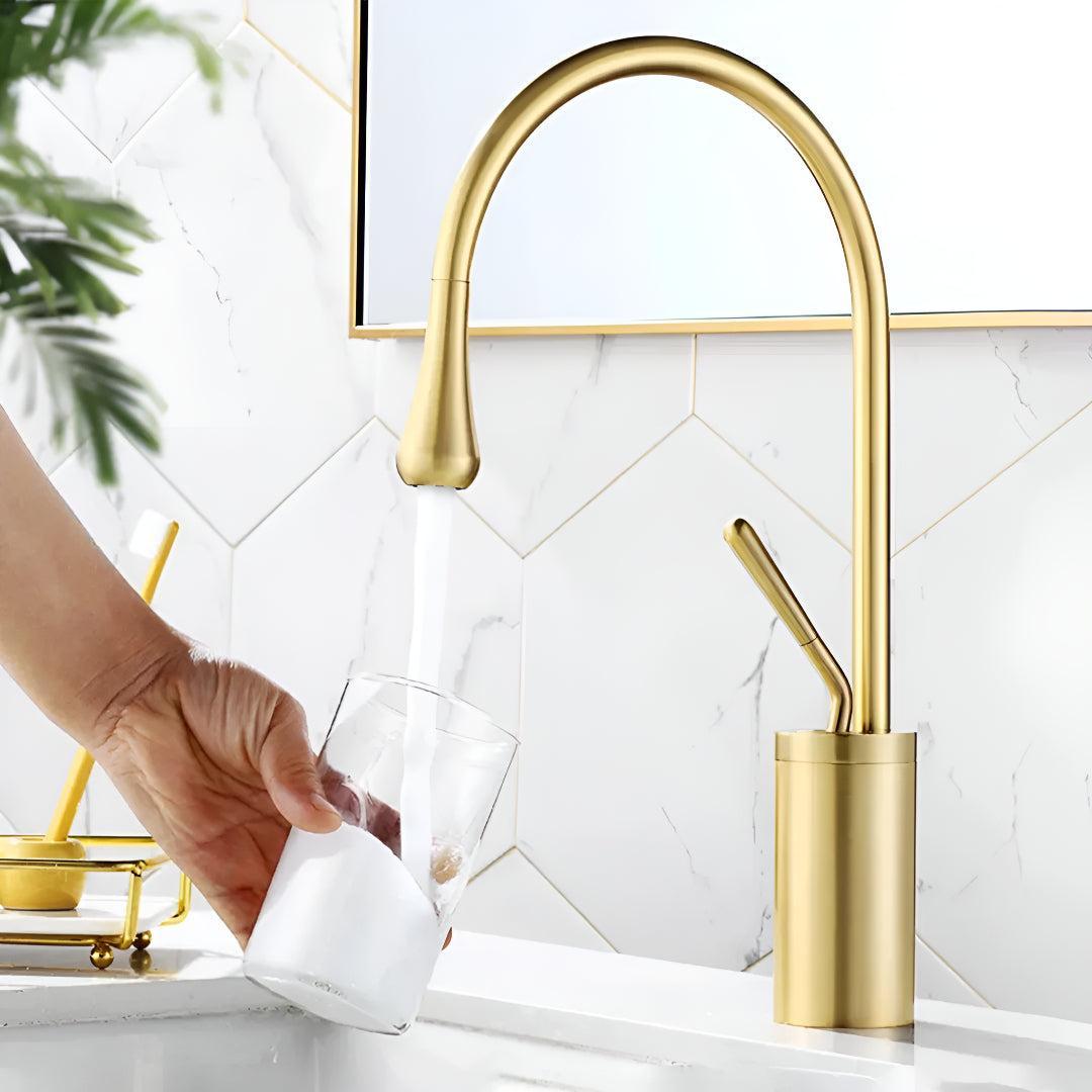 Rubinetto per Lavabo da Bagno con Maniglia Singola per Controllo Acqua Calda e Fredda