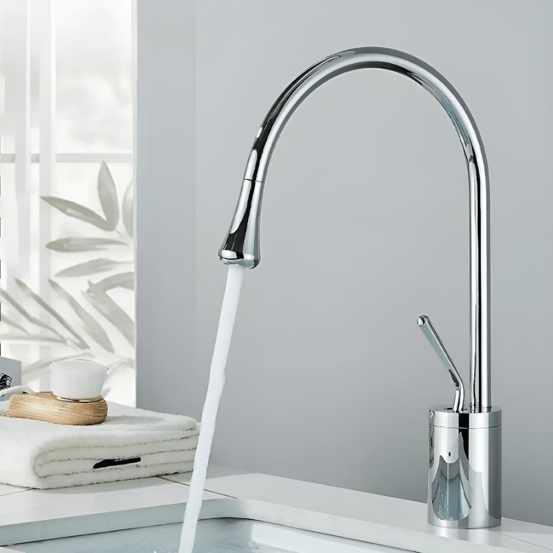 Rubinetto per Lavabo da Bagno con Maniglia Singola per Controllo Acqua Calda e Fredda