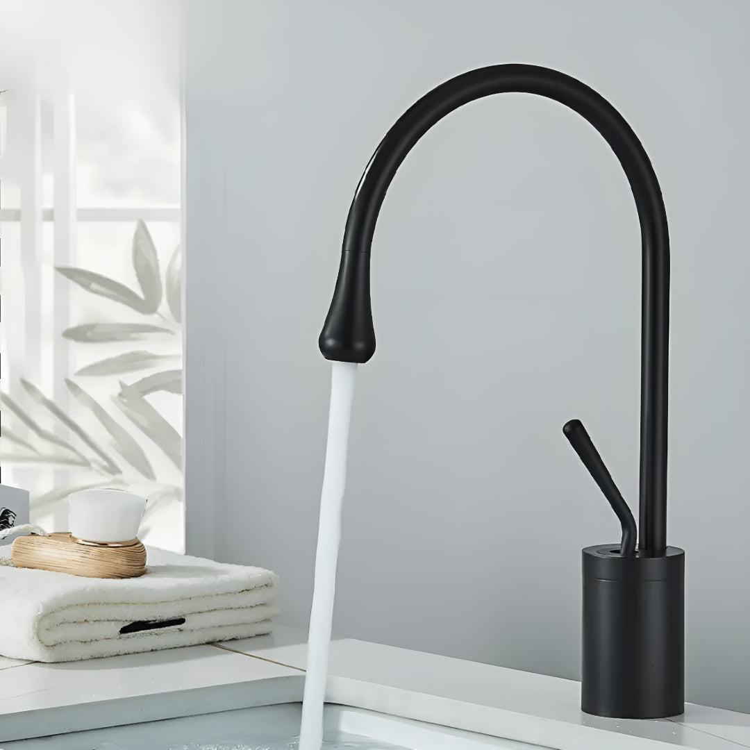 Rubinetto per Lavabo da Bagno con Maniglia Singola per Controllo Acqua Calda e Fredda