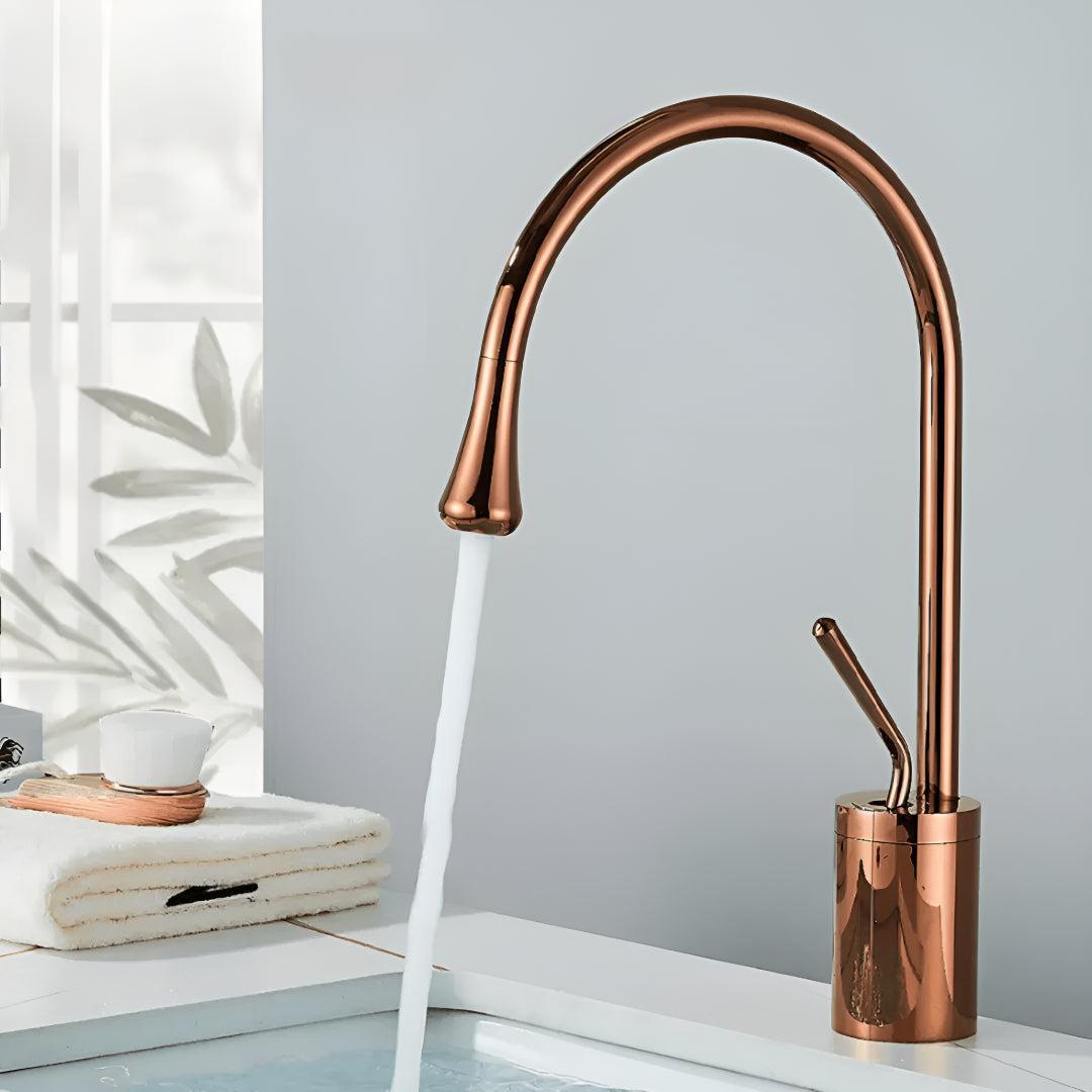 Rubinetto per Lavabo da Bagno con Maniglia Singola per Controllo Acqua Calda e Fredda