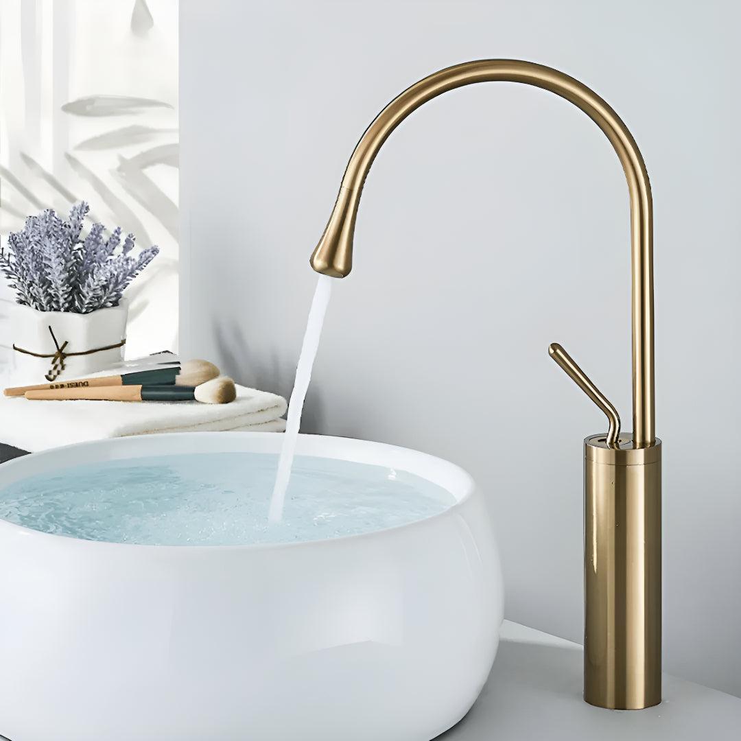 Rubinetto per Lavabo da Bagno con Maniglia Singola per Controllo Acqua Calda e Fredda