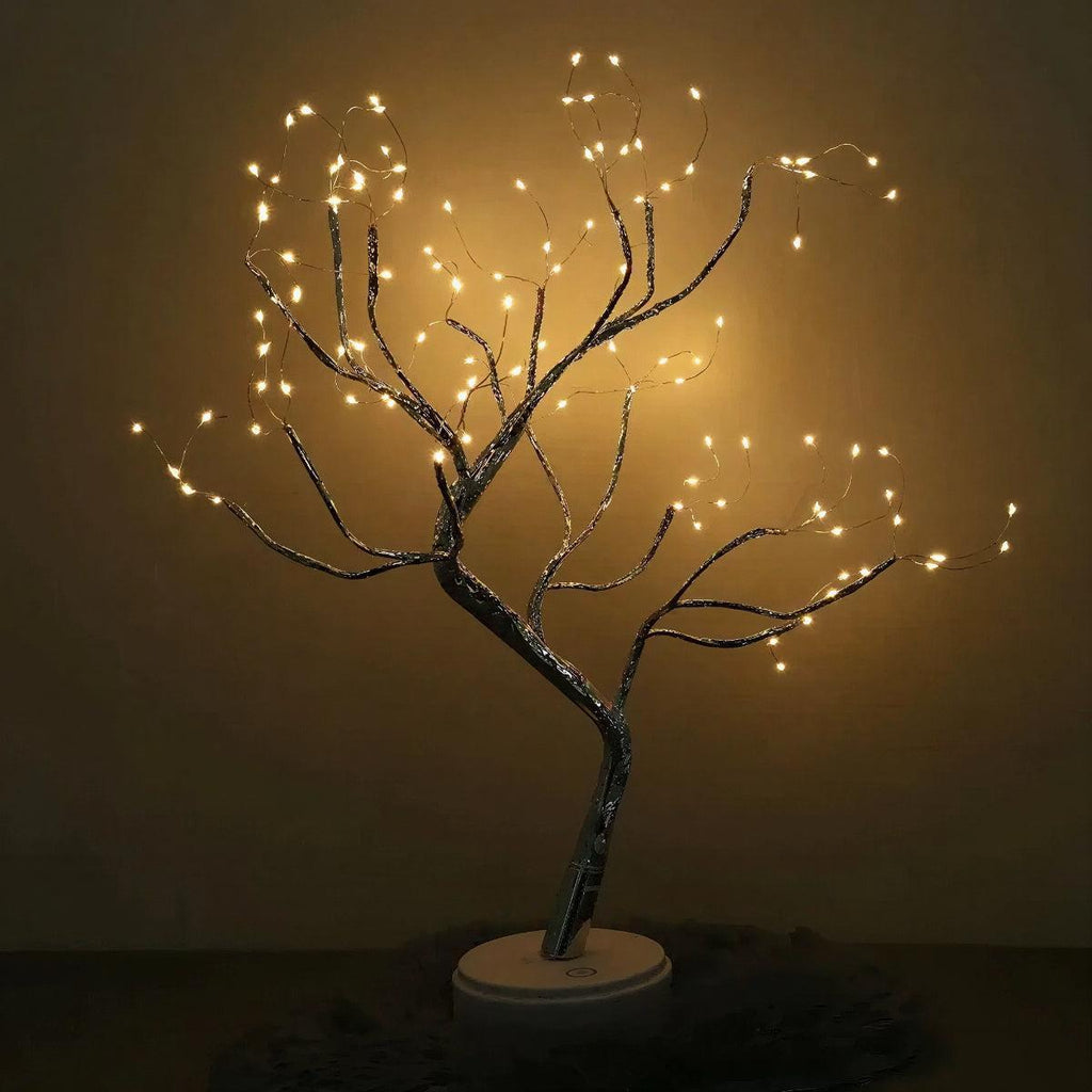 Lampada da Tavolo a Forma di Albero a Batteria con 108 Luci Ambientali Calde