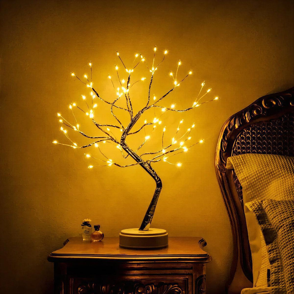 Lampada da Tavolo a Forma di Albero a Batteria con 108 Luci Ambientali Calde