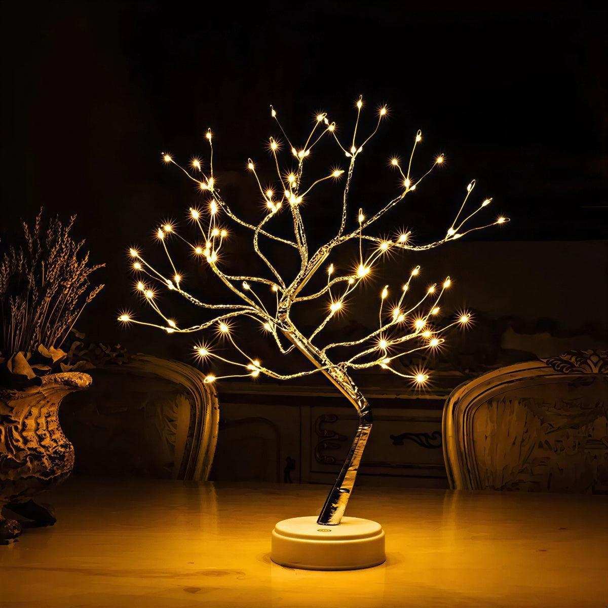 Lampada da Tavolo a Forma di Albero a Batteria con 108 Luci Ambientali Calde