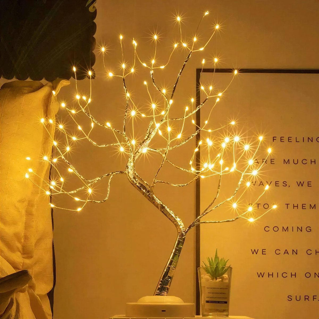 Lampada da Tavolo a Forma di Albero a Batteria con 108 Luci Ambientali Calde