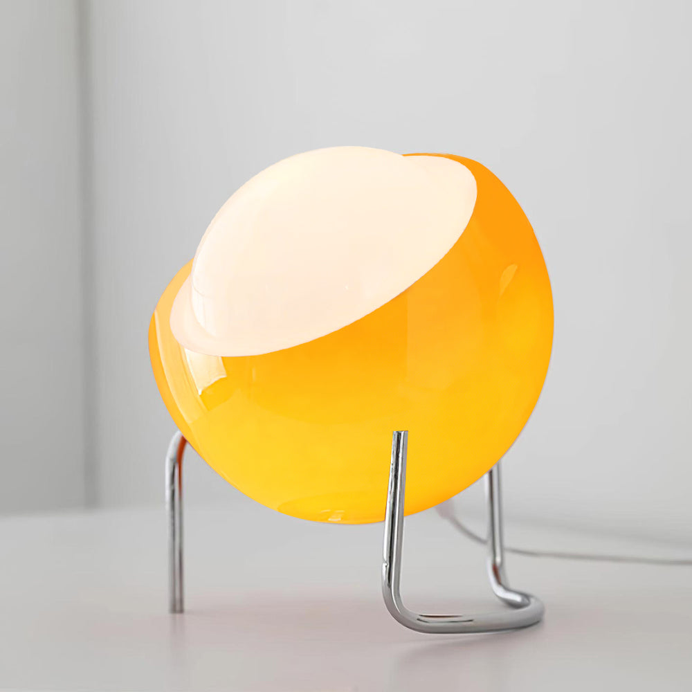 Lampada da Tavolo in Stile Bauhaus con Aspetto Vetro e Struttura in Metallo