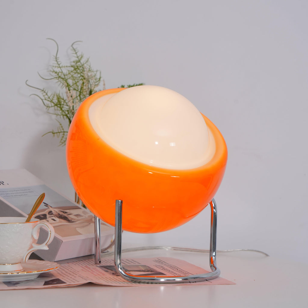 Lampada da Tavolo in Stile Bauhaus con Aspetto Vetro e Struttura in Metallo