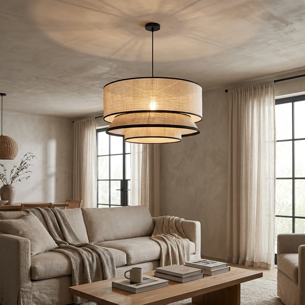 Amoreva – Lampadario Giapponese Wabi Sabi Beige Fatto a Mano