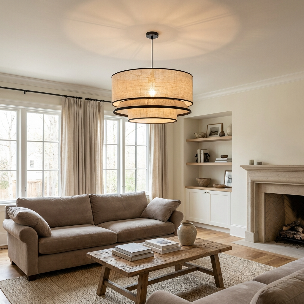 Amoreva – Lampadario Giapponese Wabi Sabi Beige Fatto a Mano