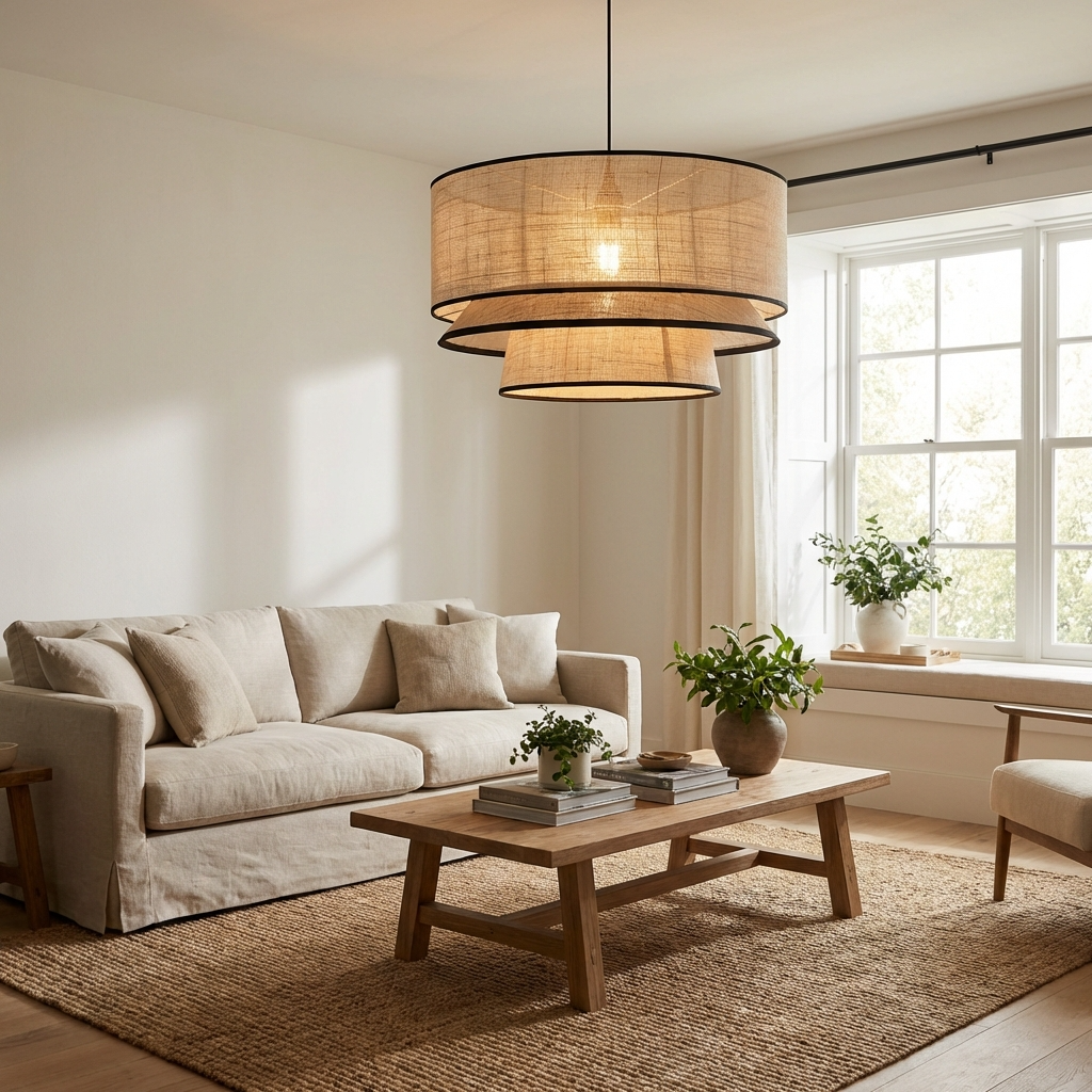 Amoreva – Lampadario Giapponese Wabi Sabi Beige Fatto a Mano