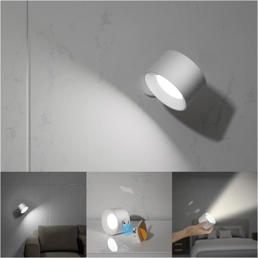FlexiLamp – Luce da Parete LED Ricaricabile Wireless 360° per Interni ed Esterni