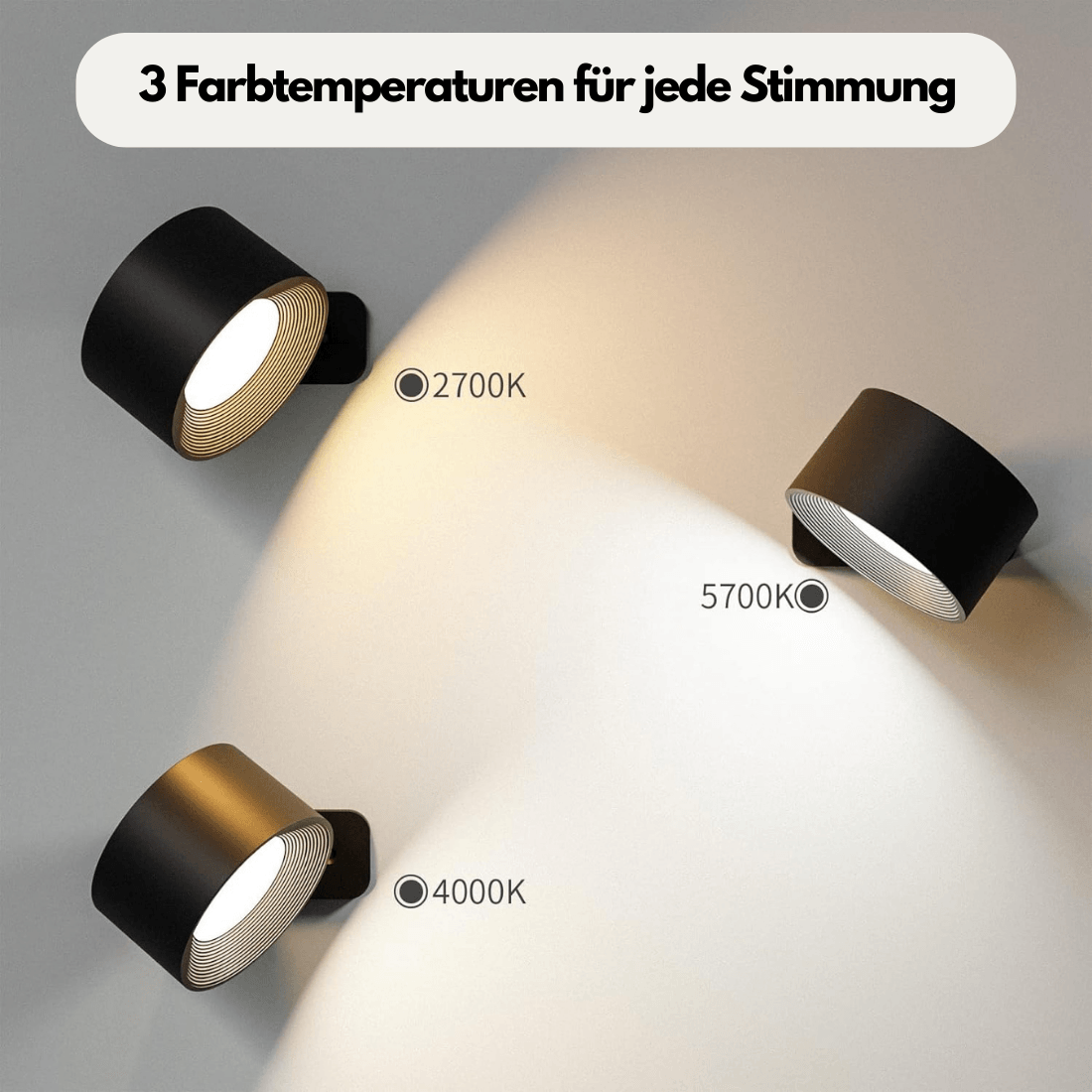 Lampada da Parete Wireless – Illuminazione LED Ricaricabile e Regolabile a 360°