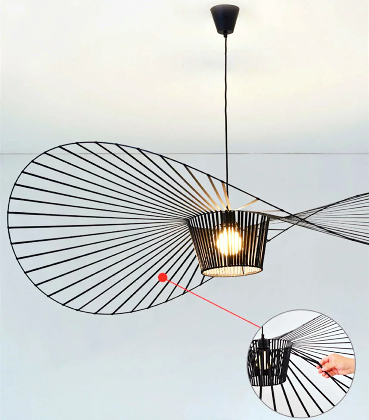 Lampada a Sospensione Nera a Forma di Cappello – Eleganza Moderna