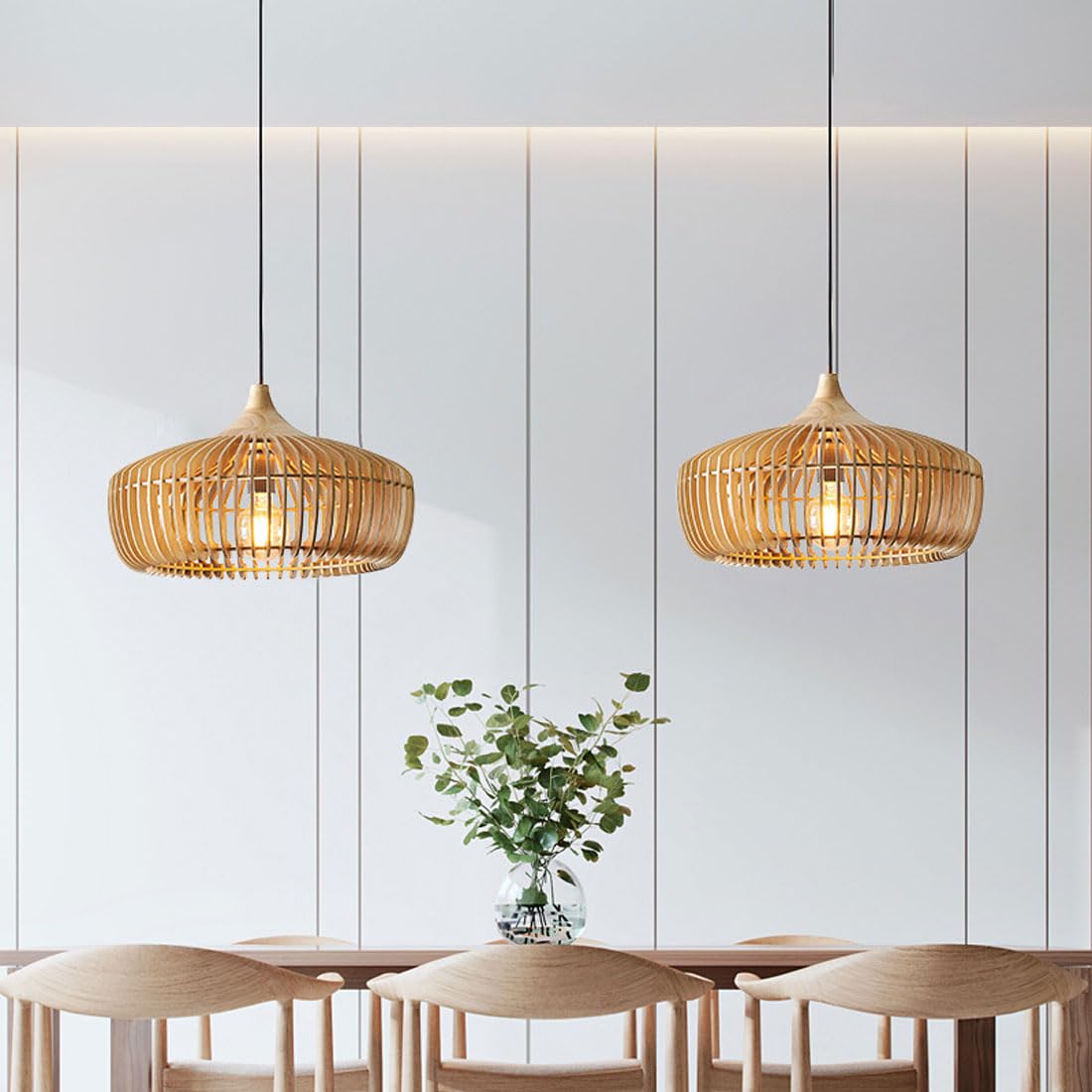 Vireye | Lampada a sospensione in legno nordico giapponese con design a cupola per soggiorni e aree pranzo