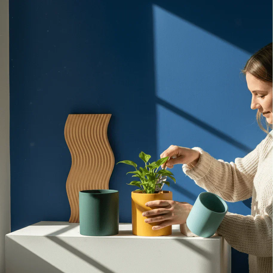 Vaso da fiori | Superficie opaca | Con foro di drenaggio e sottovaso | Nordic Pot