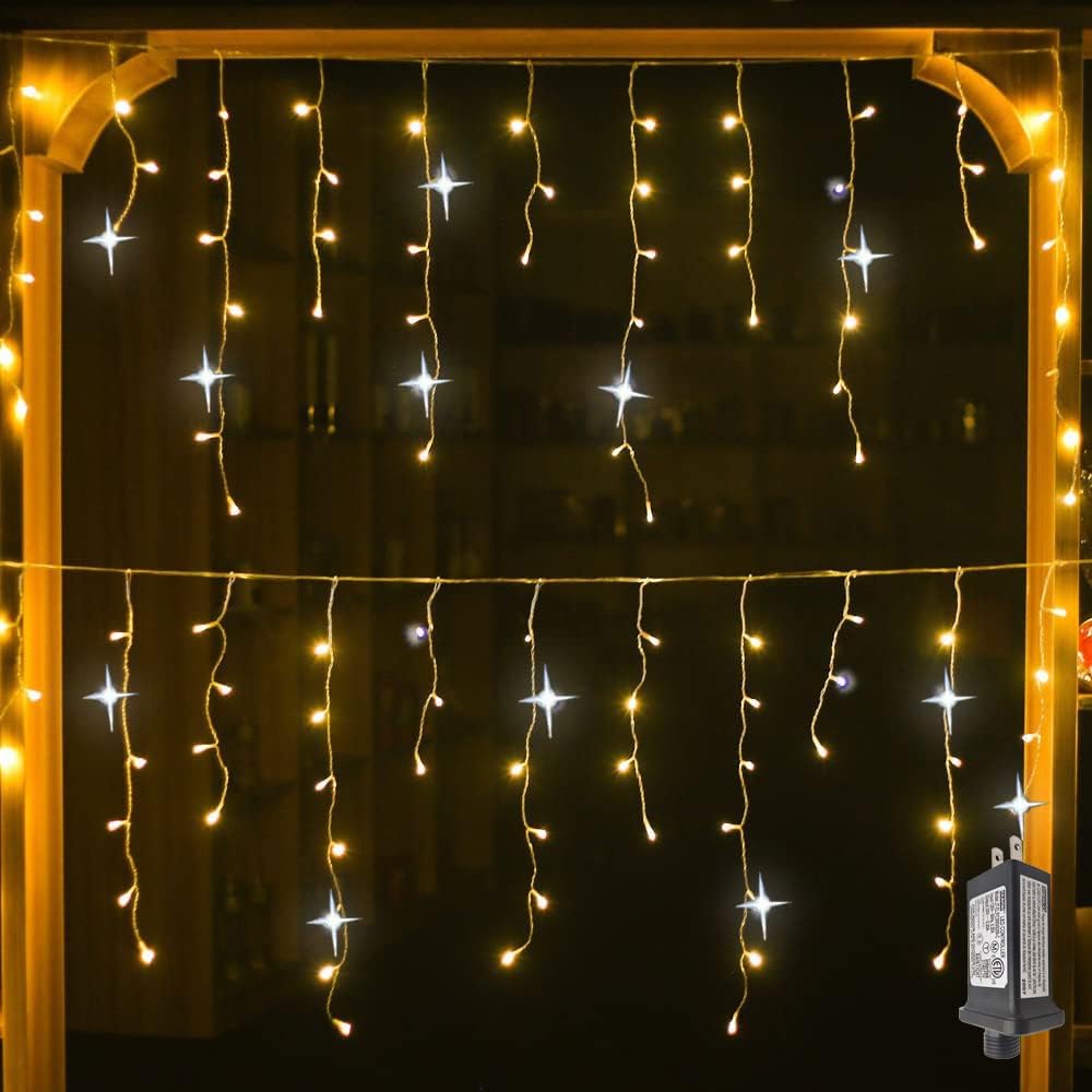 GlowCurtain LED Lichtervorhang | Illuminazione esterna per feste | Bianco caldo | Decorazione perfetta per eventi