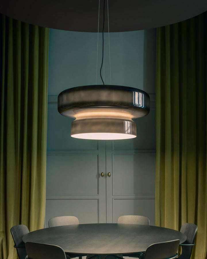 Elmirae | Lampada a Sospensione in Vetro Cromato Moderno per Aree Pranzo e Soggiorni