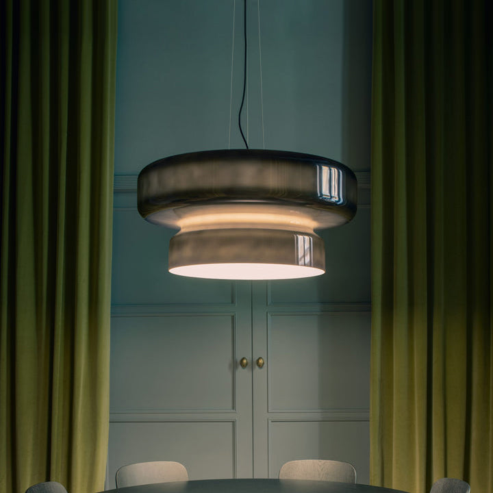 Elmirae | Lampada a Sospensione in Vetro Cromato Moderno per Aree Pranzo e Soggiorni