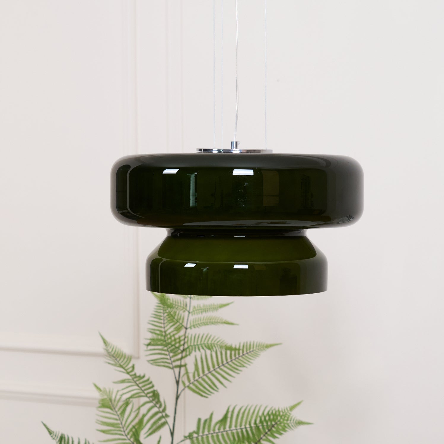 Elmirae | Lampada a Sospensione in Vetro Cromato Moderno per Aree Pranzo e Soggiorni