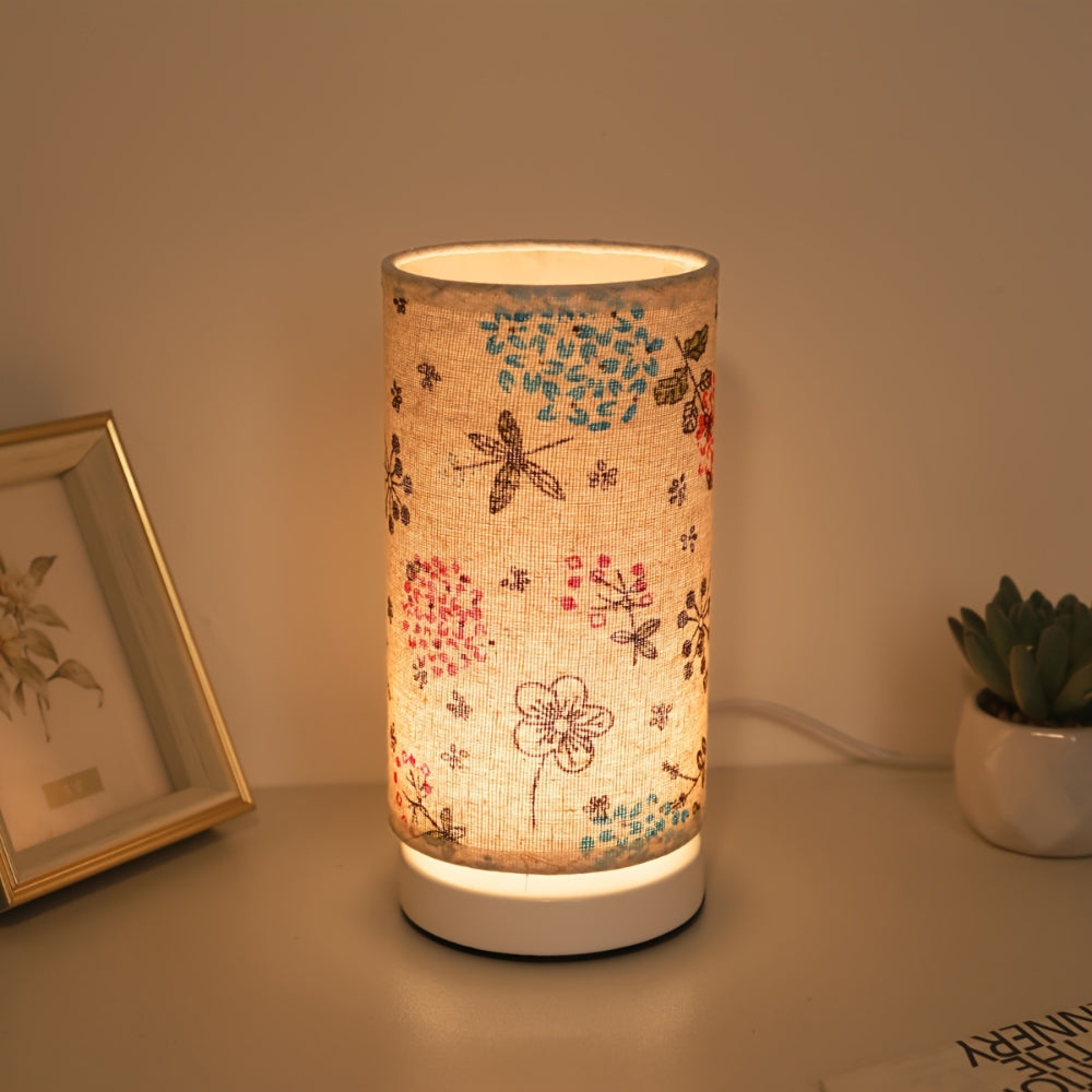 Lampada da tavolo in tessuto floreale botanico