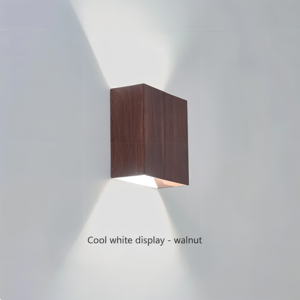 Boxy – Lampada da Parete Rettangolare in Legno con Illuminazione LED Up & Down per Camera da Letto