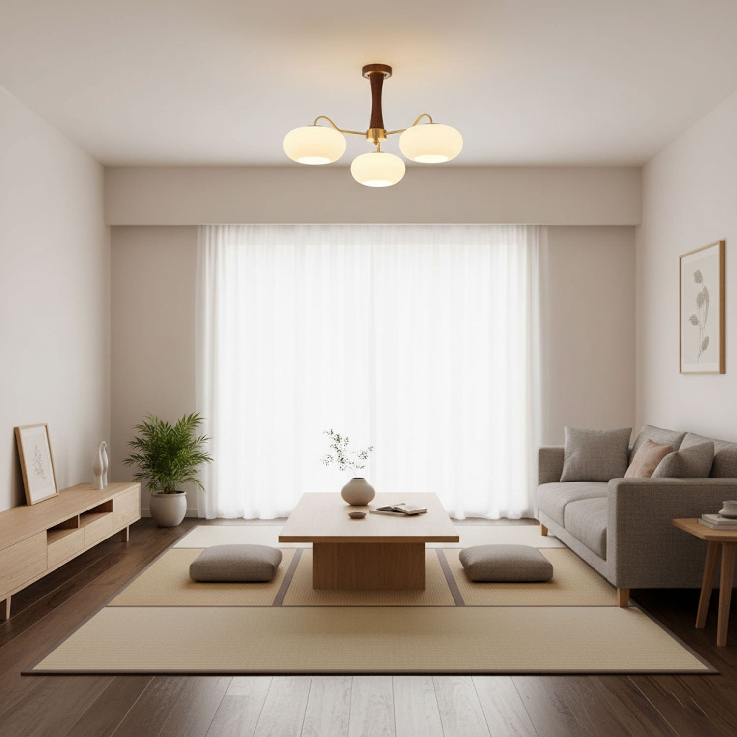 Velmirae | Lampadario in Ottone e Legno di Cachi per Soggiorni Eleganti