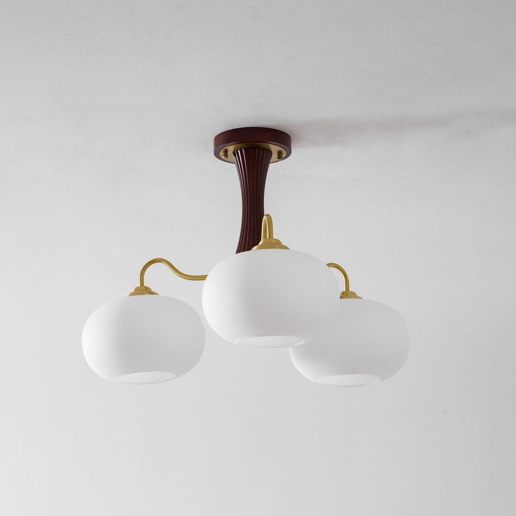 Velmirae | Lampadario in Ottone e Legno di Cachi per Soggiorni Eleganti
