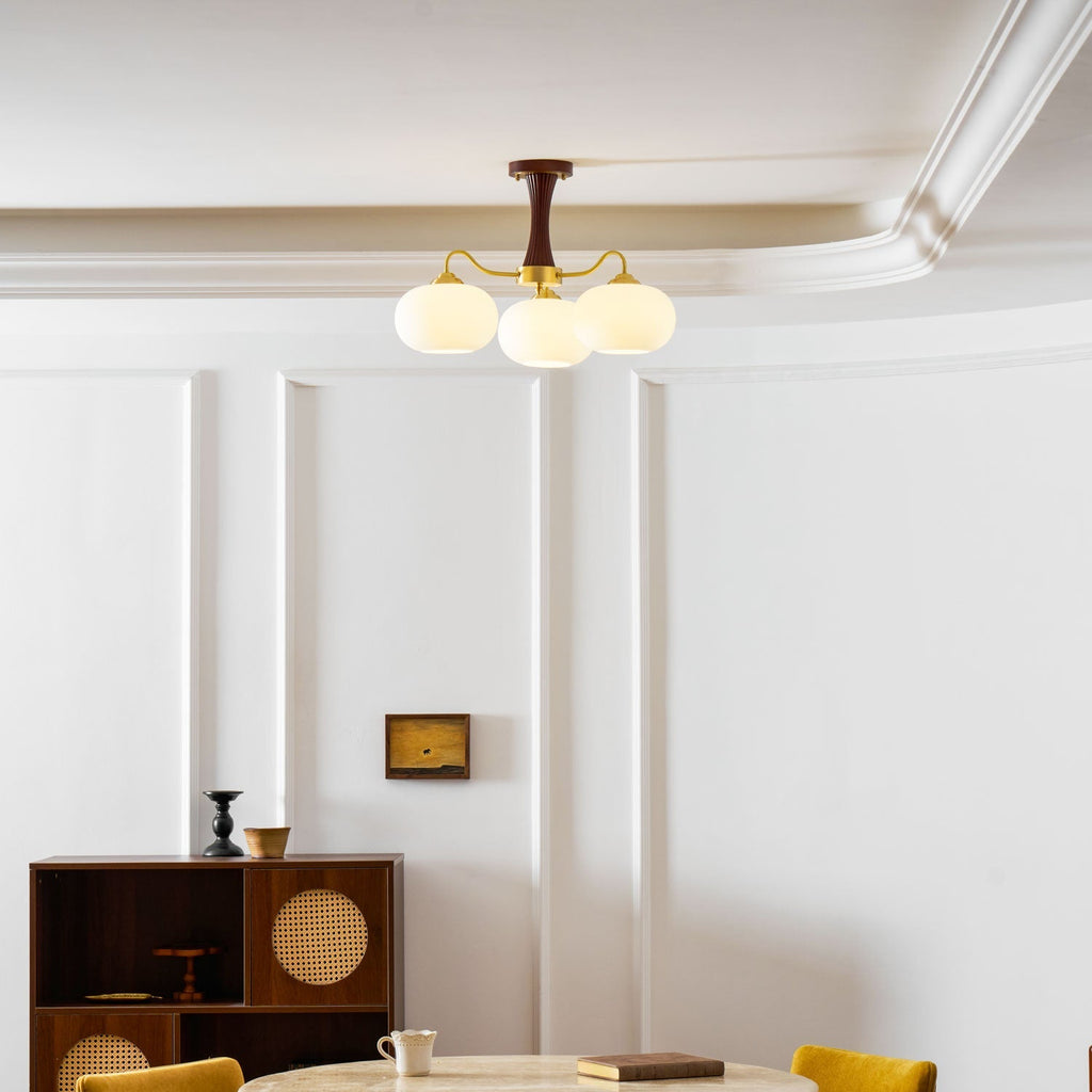 Velmirae | Lampadario in Ottone e Legno di Cachi per Soggiorni Eleganti