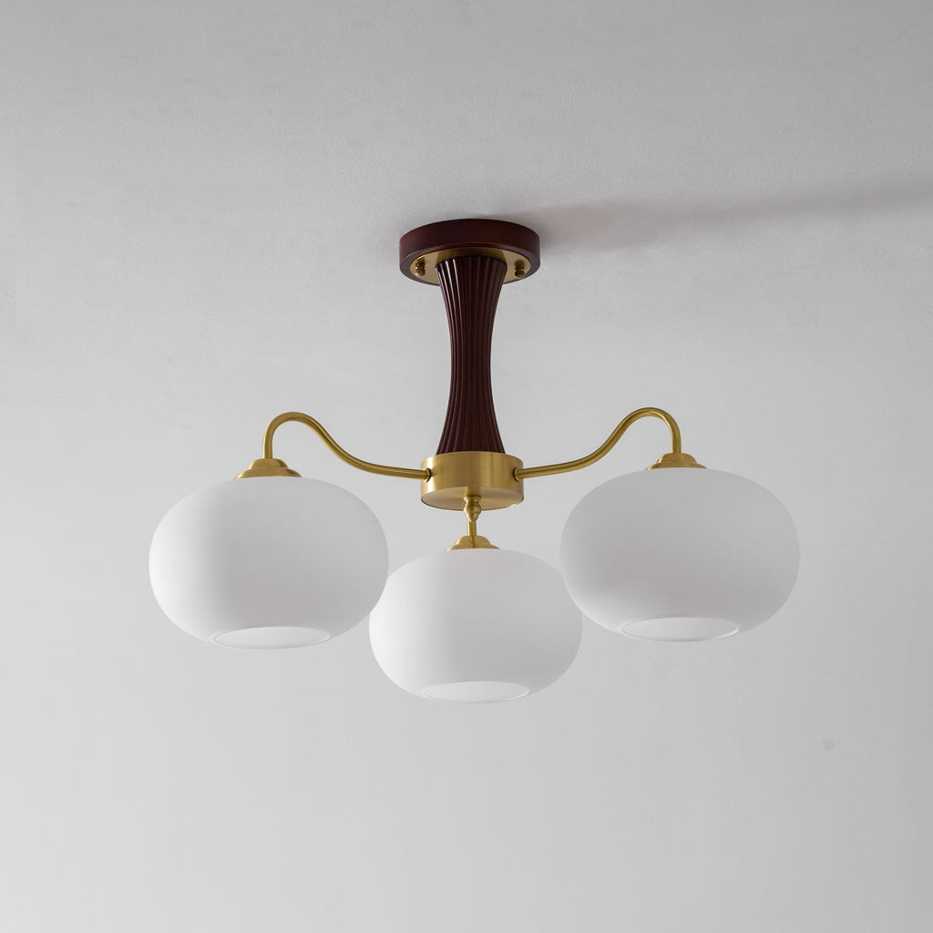Velmirae | Lampadario in Ottone e Legno di Cachi per Soggiorni Eleganti