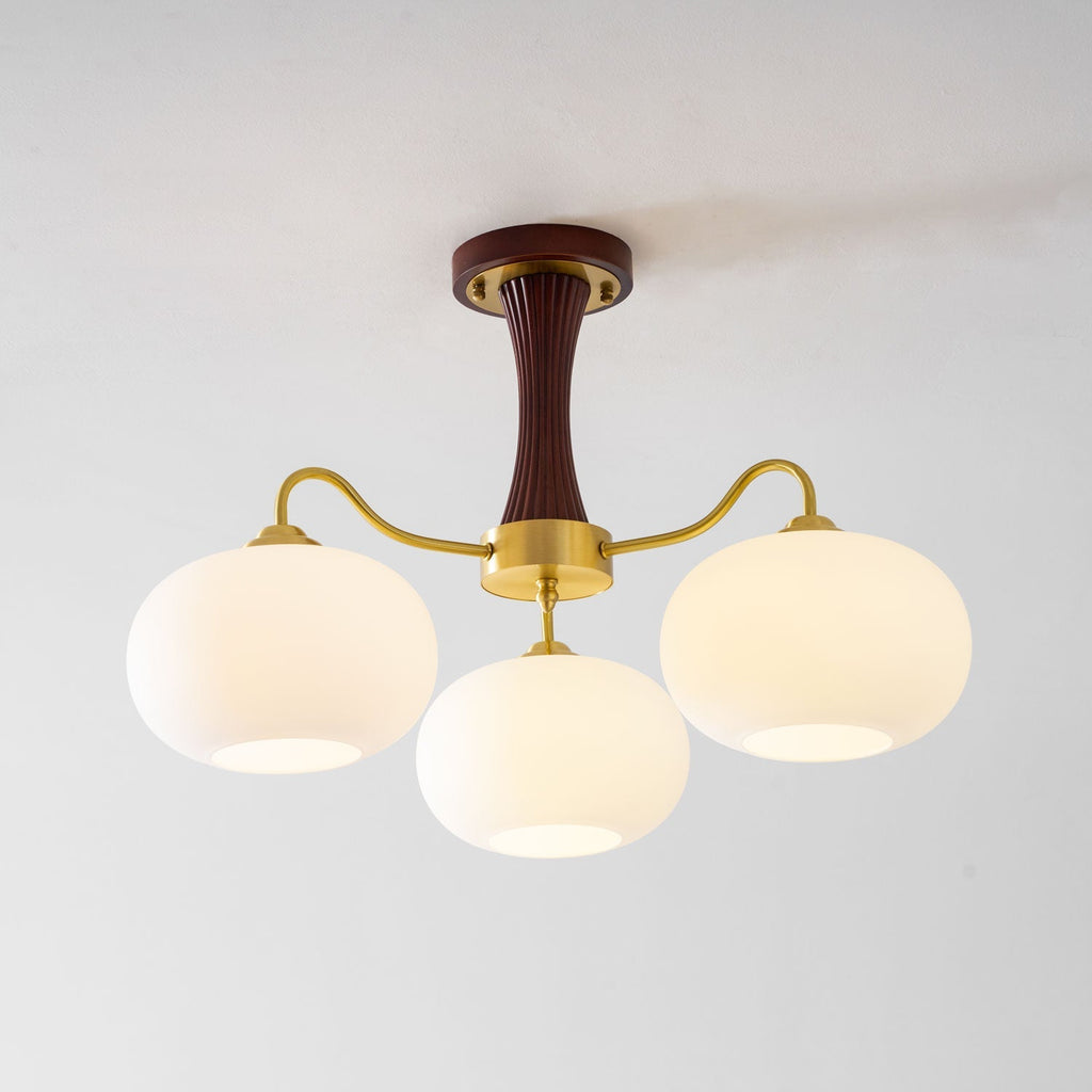 Velmirae | Lampadario in Ottone e Legno di Cachi per Soggiorni Eleganti