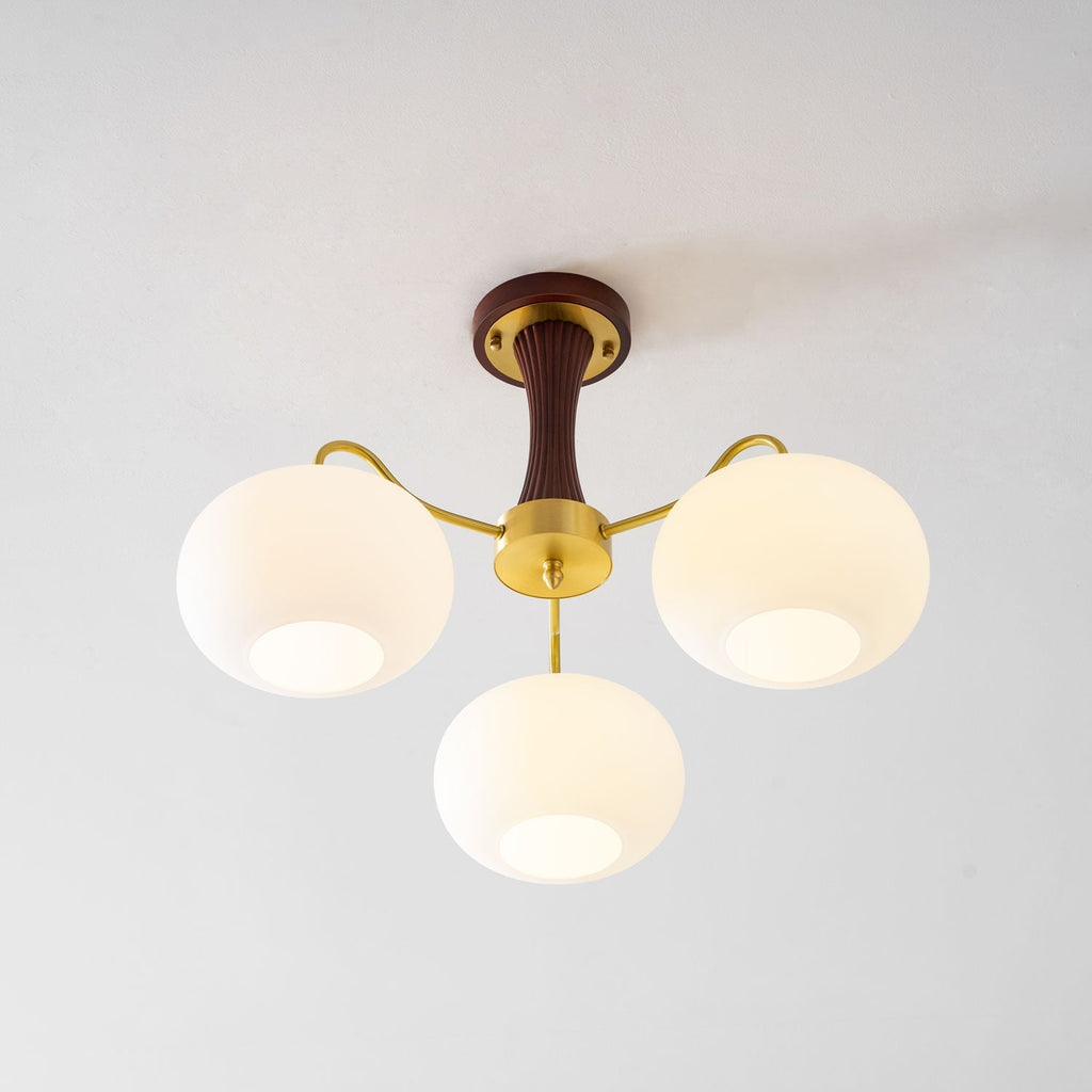 Velmirae | Lampadario in Ottone e Legno di Cachi per Soggiorni Eleganti