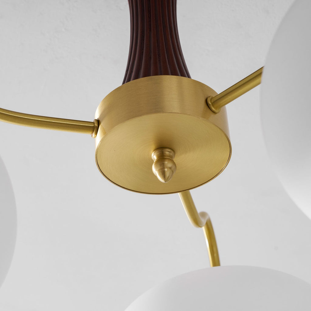 Velmirae | Lampadario in Ottone e Legno di Cachi per Soggiorni Eleganti