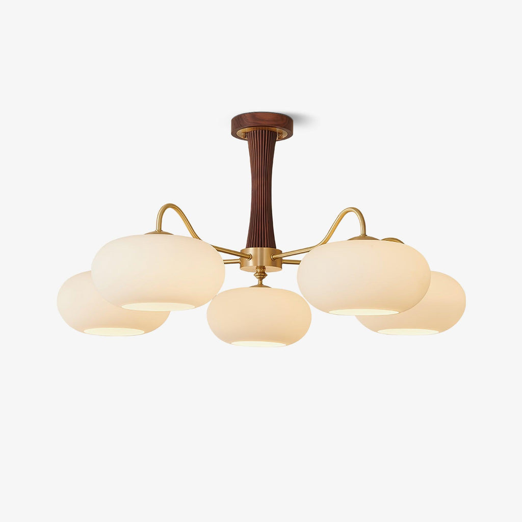 Velmirae | Lampadario in Ottone e Legno di Cachi per Soggiorni Eleganti