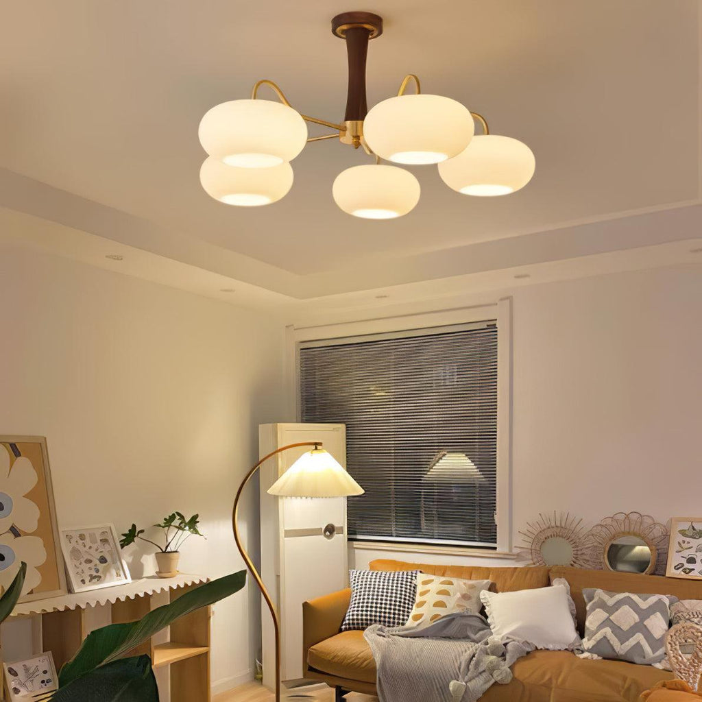 Velmirae | Lampadario in Ottone e Legno di Cachi per Soggiorni Eleganti