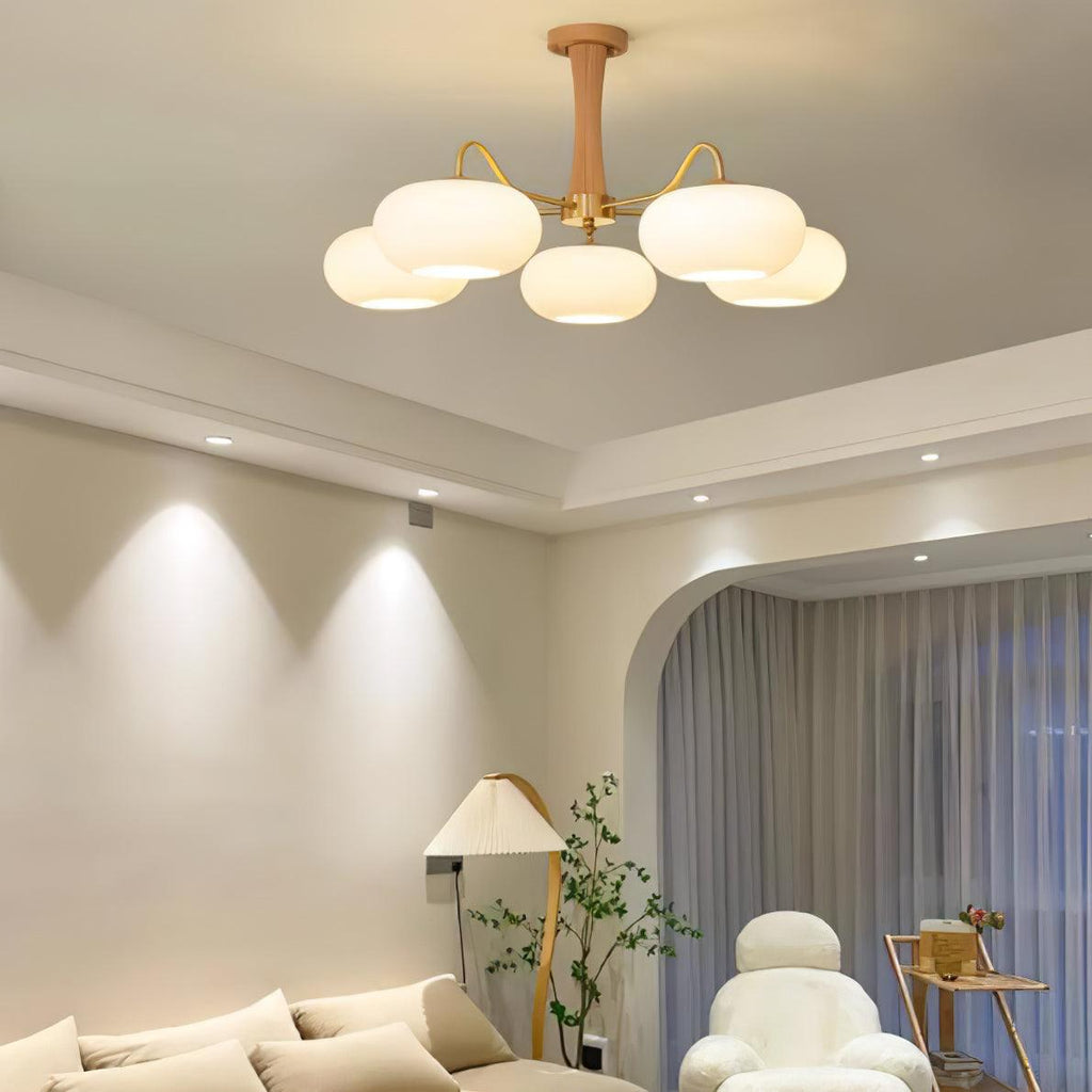 Velmirae | Lampadario in Ottone e Legno di Cachi per Soggiorni Eleganti