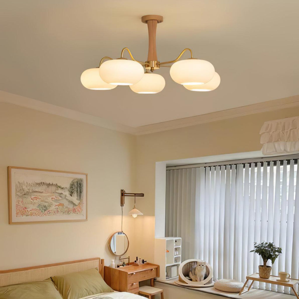 Velmirae | Lampadario in Ottone e Legno di Cachi per Soggiorni Eleganti