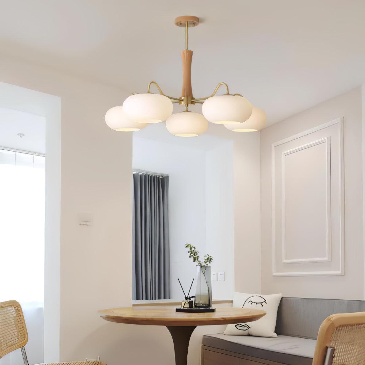Velmirae | Lampadario in Ottone e Legno di Cachi per Soggiorni Eleganti