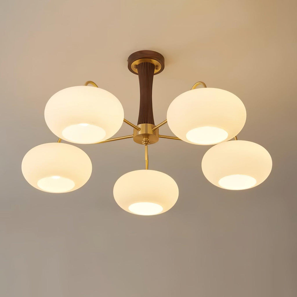 Velmirae | Lampadario in Ottone e Legno di Cachi per Soggiorni Eleganti