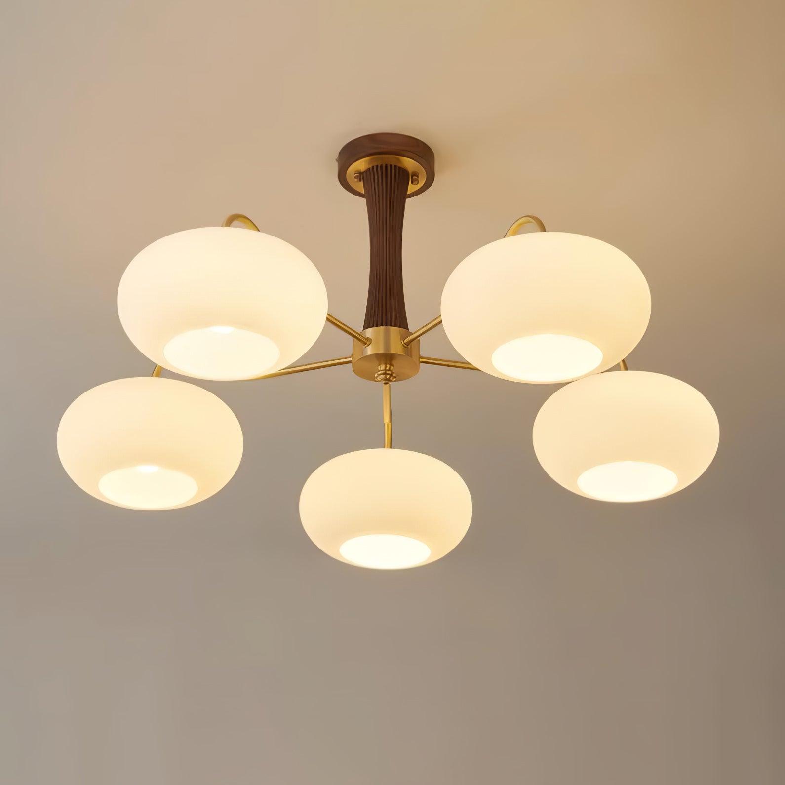 Velmirae | Lampadario in Ottone e Legno di Cachi per Soggiorni Eleganti