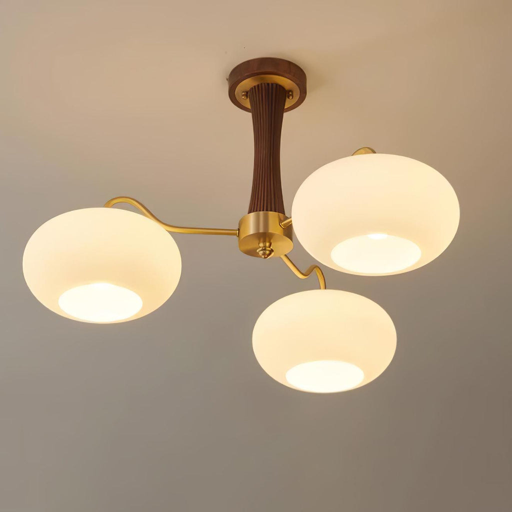 Velmirae | Lampadario in Ottone e Legno di Cachi per Soggiorni Eleganti