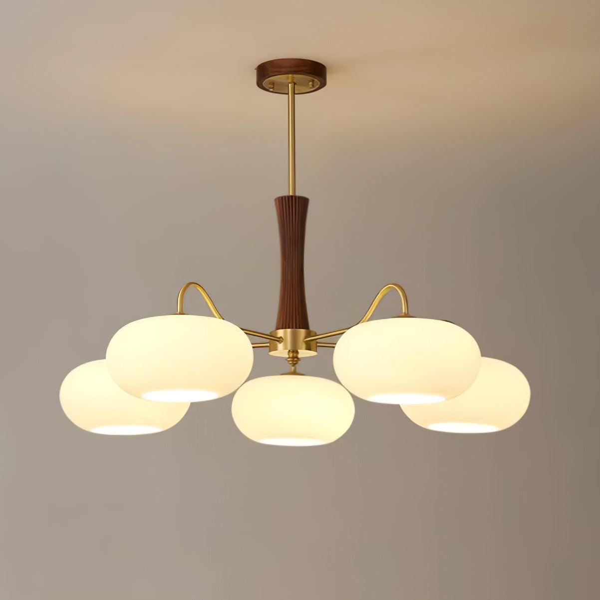 Velmirae | Lampadario in Ottone e Legno di Cachi per Soggiorni Eleganti