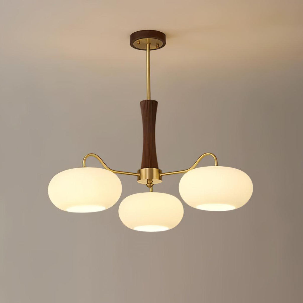 Velmirae | Lampadario in Ottone e Legno di Cachi per Soggiorni Eleganti