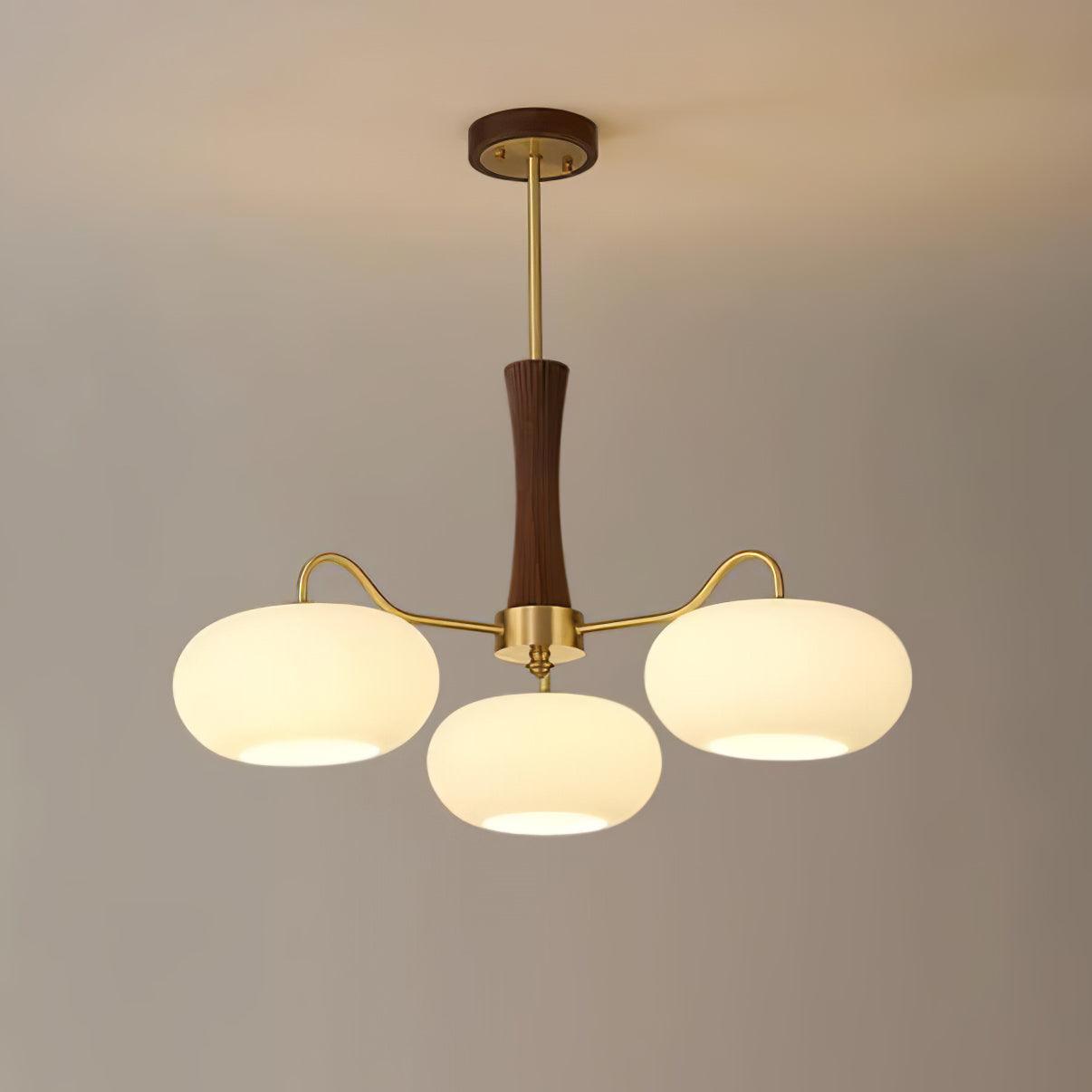 Velmirae | Lampadario in Ottone e Legno di Cachi per Soggiorni Eleganti