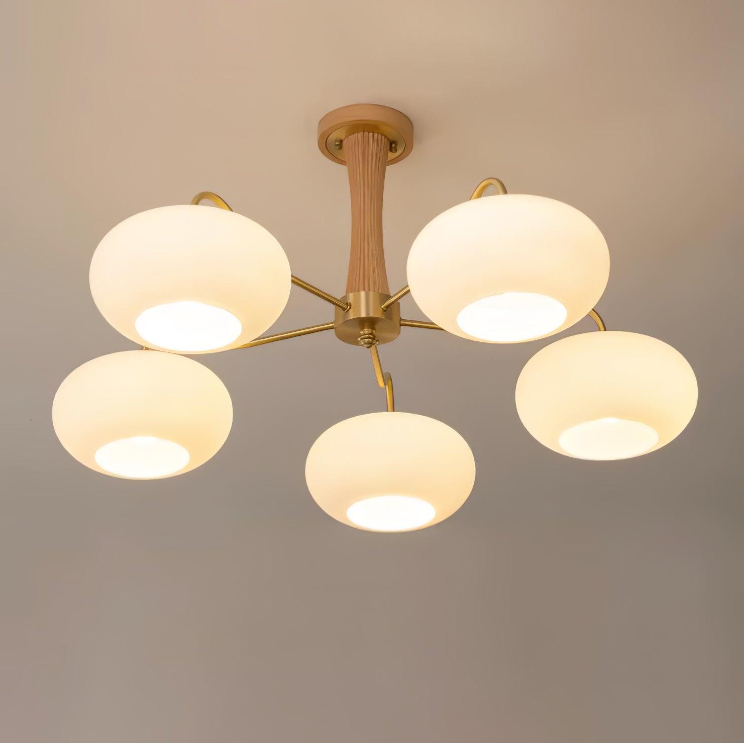 Velmirae | Lampadario in Ottone e Legno di Cachi per Soggiorni Eleganti