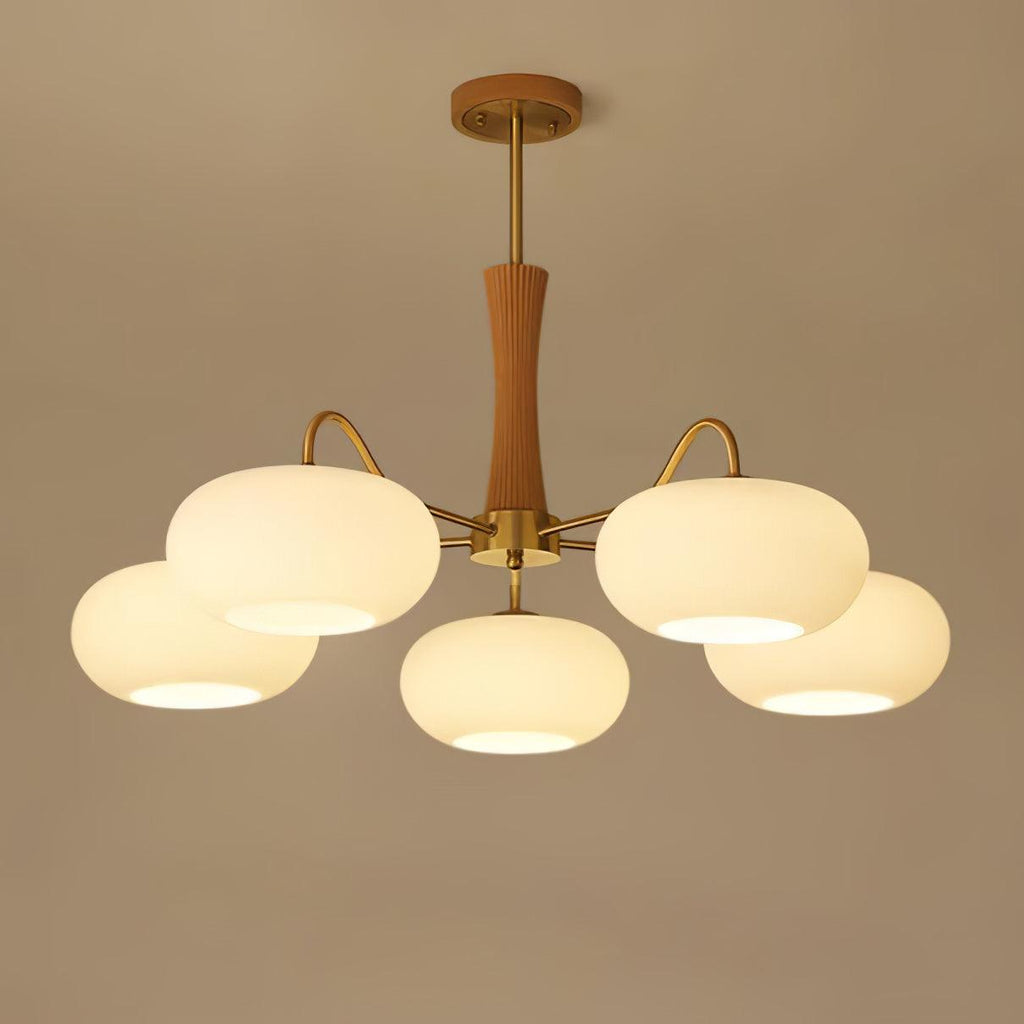 Velmirae | Lampadario in Ottone e Legno di Cachi per Soggiorni Eleganti