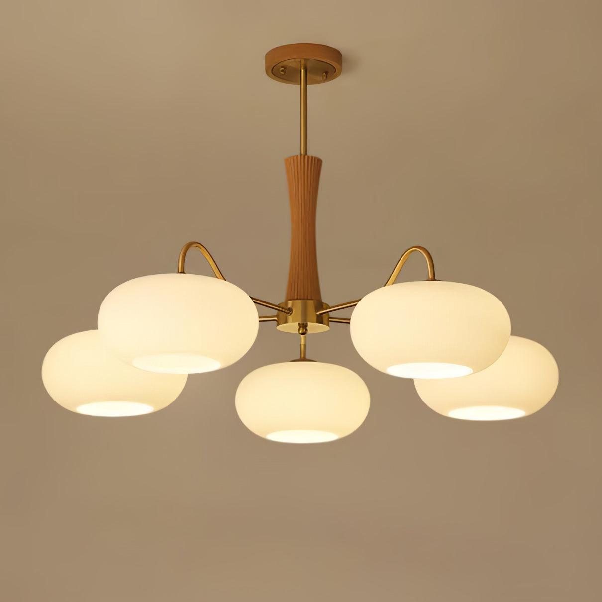 Velmirae | Lampadario in Ottone e Legno di Cachi per Soggiorni Eleganti
