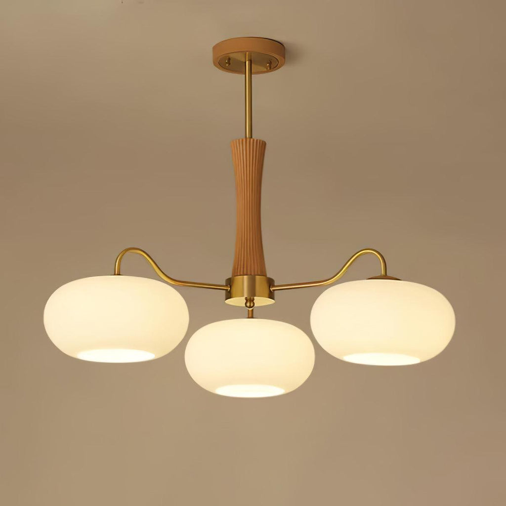 Velmirae | Lampadario in Ottone e Legno di Cachi per Soggiorni Eleganti