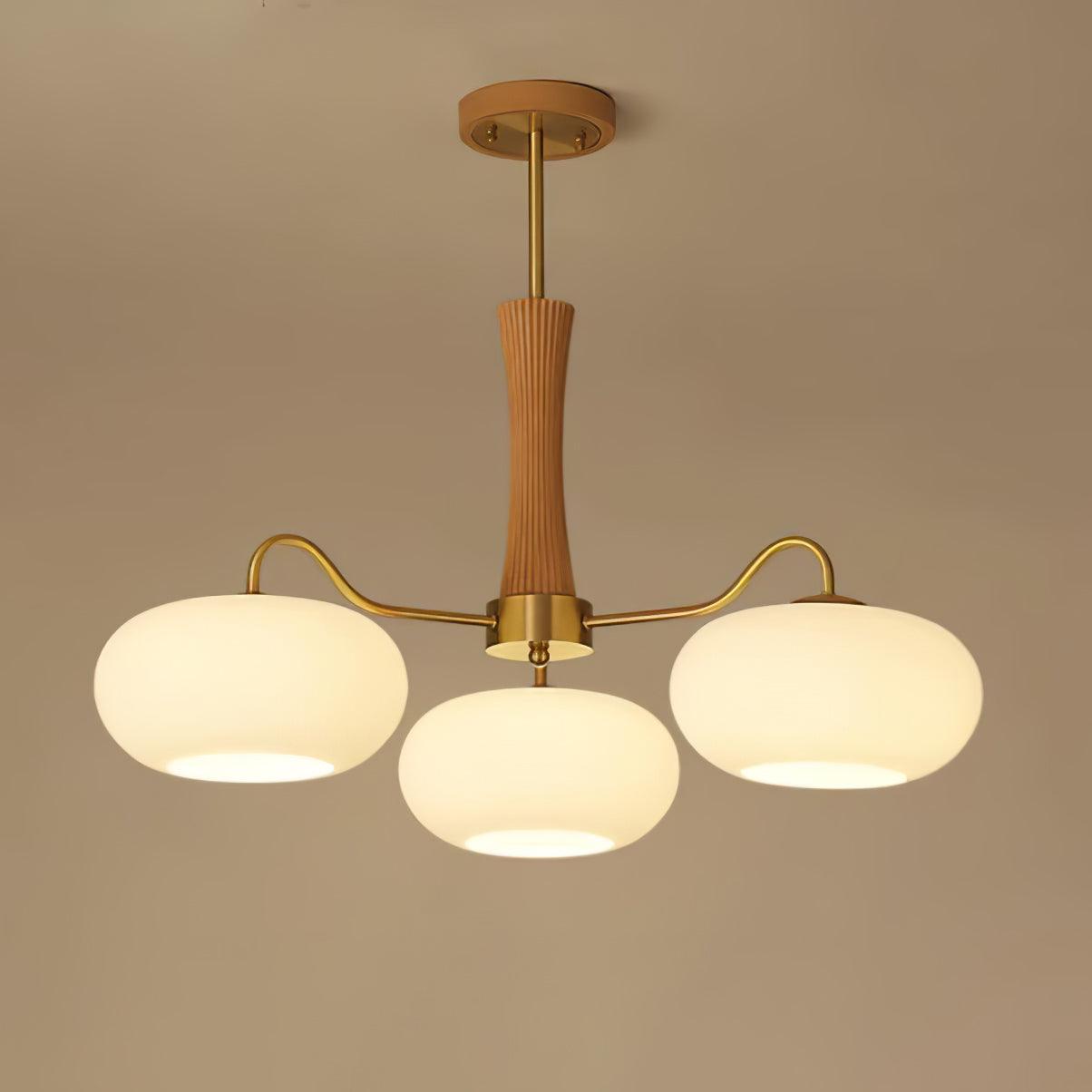 Velmirae | Lampadario in Ottone e Legno di Cachi per Soggiorni Eleganti