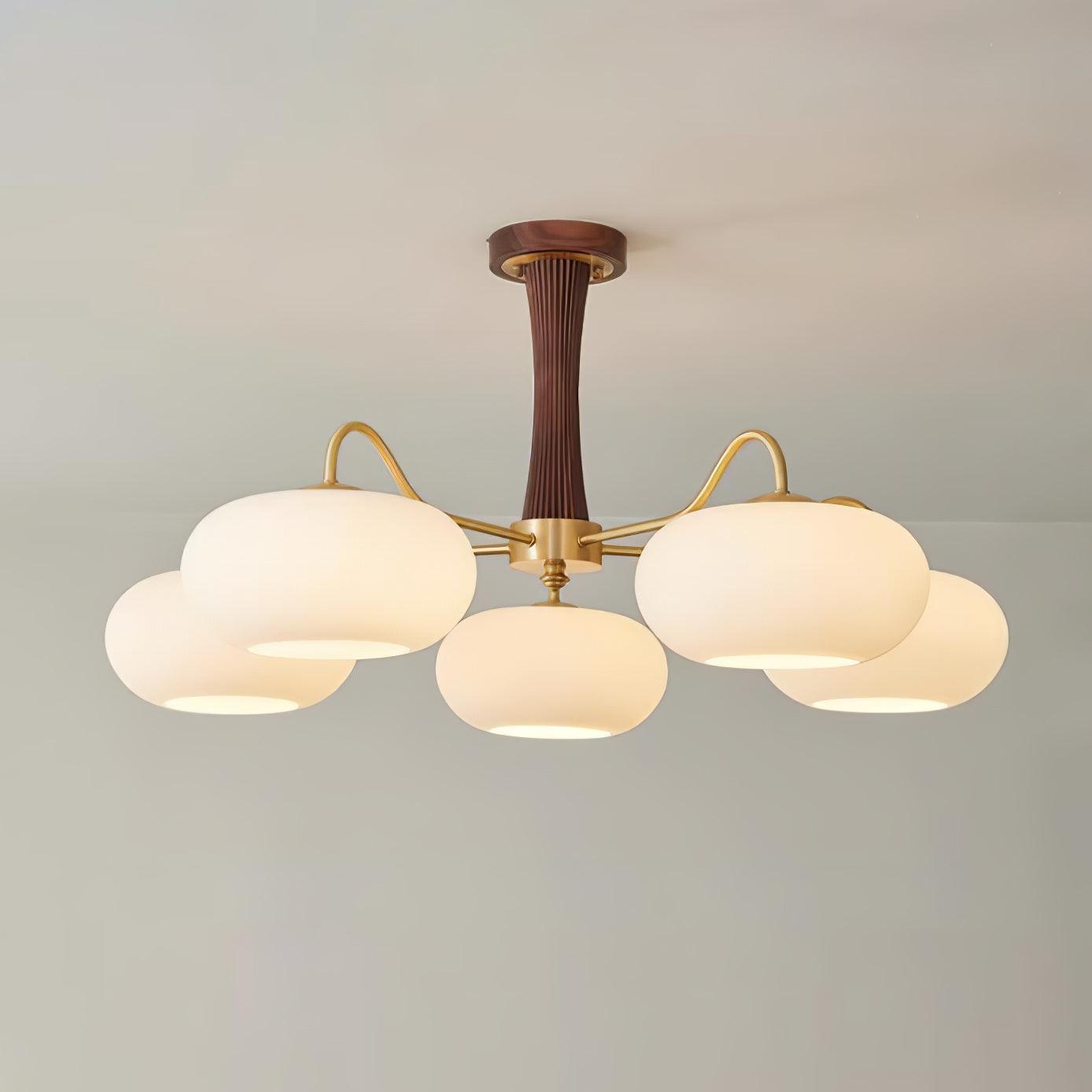 Velmirae | Lampadario in Ottone e Legno di Cachi per Soggiorni Eleganti